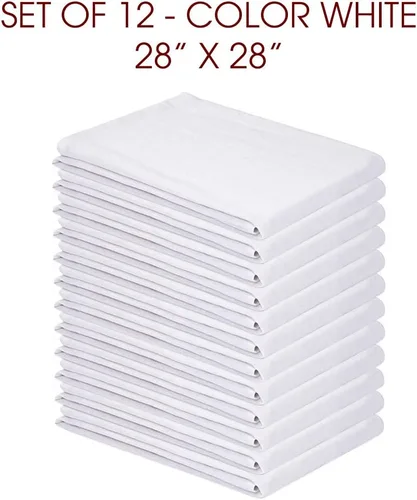 Miniatura 3 de Harina Sack - Toallas de cocina blancas – Paquete de 12 – 28 x 28 pulgadas – Toalla de cocina suave y absorbente – Toallas de bar de 100% algodón