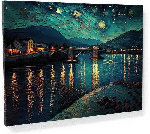 Miniatura 66 de Sense Canvas Pop Art The Starry Night 20 - Lienzo decorativo para decoración del hogar, póster grande de 40 x 30 pulgadas, 0.75 pulgadas