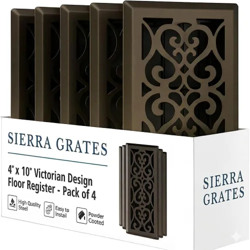 Miniatura 33 de Registro victoriano de piso de 4 x 10 pulgadas en acabado gris granito - Cubiertas de ventilación para piso del hogar - Cubiertas decorativas