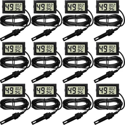 Miniatura 8 de Weewooday Medidor digital de temperatura y humedad con medidor de sonda LCD Fahrenheit, termómetro higrómetro para incubadora, planta de reptiles
