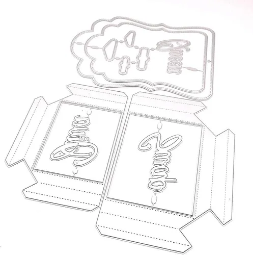 KSCRAFT Dos etiquetas grandes con bolsa cargada troqueles de corte de metal plantillas para bricolaje álbumes de recortes/álbum de fotos decorativo