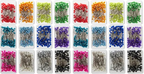 Miniatura 10 de Juvale Alfileres de costura con cabezas de bola de colores, 1200 piezas, 12 colores, 1.5 pulgadas de largo, alfileres de cabeza de bola de acero