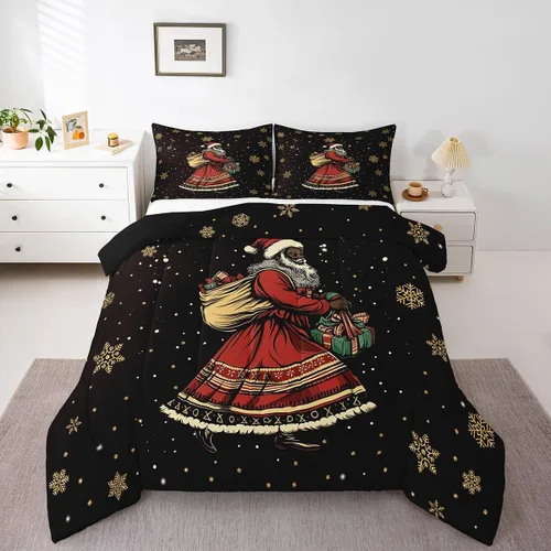 Miniatura 9 de Erosebridal Juego de edredón con gorro de Navidad, calcetines de Navidad, regalo de Navidad, decoración de ropa de cama, relleno de edredón de Feliz