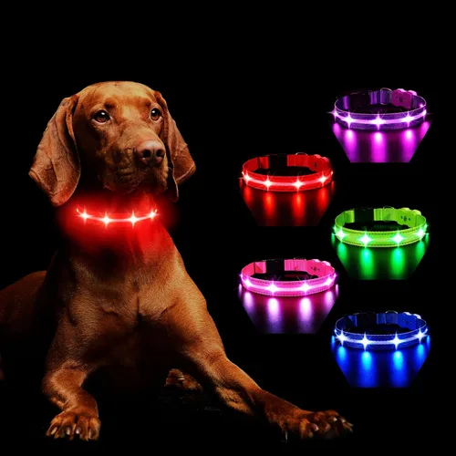 Miniatura 6 de MASBRILL Collares de perro iluminados, collar de perro con luz RGB LED para perros, collar de perro recargable iluminado resistente al agua, Rosado