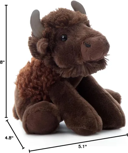 Miniatura 11 de The Petting Zoo Peluche de bisonte disquete, regalos para niños, animales salvajes de la vida silvestre, juguete de peluche de bisonte de 9 pulgadas