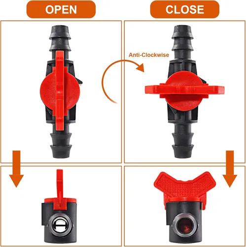 Miniatura 4 de Válvula de interruptor de riego por goteo de 1/2 pulgada, válvula de bola de 0.630 in, interruptor de cierre de tubería, válvula de acoplamiento