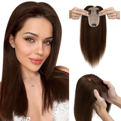 Elailite Toppers para el cabello para mujer, cabello humano real, separación libre para adelgazar el cabello, piezas de cabello para pérdida de