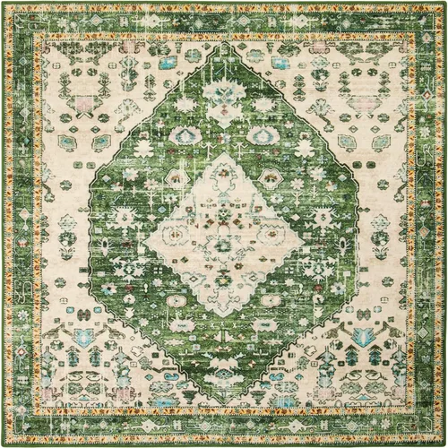 Miniatura 17 de Lahome Alfombra tribal bohemia de 2 x 3 pies, alfombra verde pequeña para entrada, suave, antideslizante, lavable, alfombra de baño bohemia de pelo