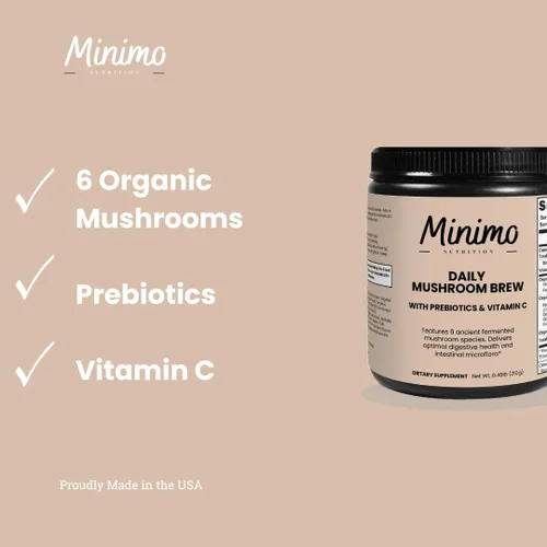 Miniatura 2 de Mezcla orgánica de hongos con fibra prebiótica, extracto de té verde y vitamina C para digestión, energía e inmunidad, 30 porciones