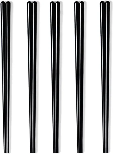 Miniatura 3 de LEETOYI Juego de 5 palillos de cerámica, palillos chinos de porcelana fáciles de limpiar, 9.6 pulgadas (negro)