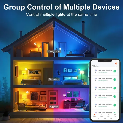 Miniatura 8 de Bombillas inteligentes, BR30 bombillas inteligentes compatibles con Alexa, bombillas de inundación 10W 900LM, bombilla RGBCW que cambia