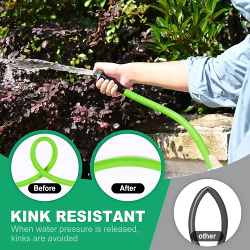 Miniatura 5 de Manguera de jardín resistente de 5/8 pulgadas x 150 pies, manguera híbrida ligera, resistente a las torceduras, manguera de agua a prueba de fugas a
