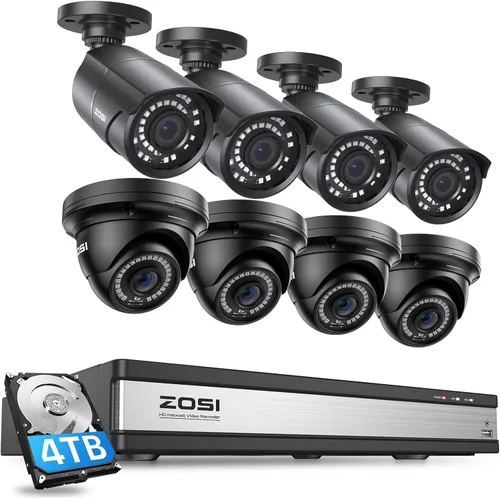 Miniatura 12 de ZOSI Sistema de cámara de seguridad PoE 4K para exteriores, NVR PoE de 8 canales (16 canales expandibles) con disco duro de 2 TB, 8 cámaras IP