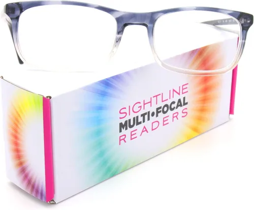 Miniatura 3 de Sightline Lentes de lectura multifocal, color gris a cristal desvanecido, potencia progresiva, calidad premium, marco de acetato Cory
