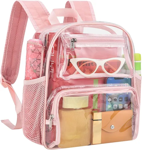 Miniatura 17 de MAY TREE Mochila Transparente Aprobada para Estadios para Mujeres y Hombres, Bolsa Transparente para Eventos, Negro, Grande