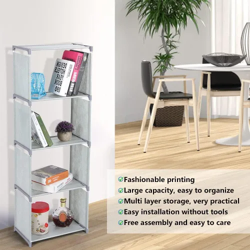 Miniatura 7 de JUOPZKENN Estanterías, estantería abierta, organizador de almacenamiento, estante de plástico para libros, estantería portátil vertical