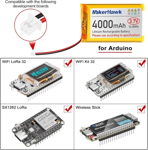 Miniatura 4 de MakerHawk Batería LiPo de 3.7 V 4000 mAh recargable 1S 124065 Batería de polímero de litio con placa de protección cinta de goma aislada, enchufe