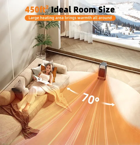 Miniatura 6 de Calentadores de espacio infrarrojos para uso en interiores, calentadores eléctricos y portátiles de 1500 W con termostato, 4 modos, temporizador