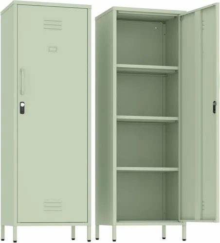 Miniatura 10 de Armario de almacenamiento de metal con puertas y estante, gabinetes de almacenamiento para oficina, aparador para oficina, sala de estar, comedor
