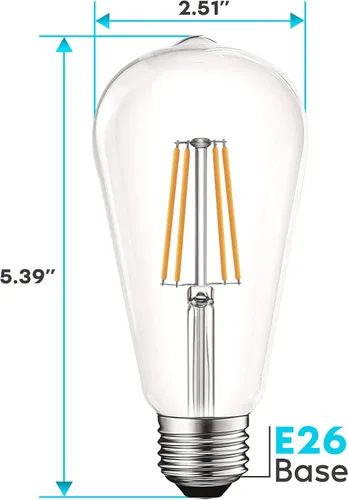 Miniatura 3 de LUXRITE Bombillas LED Edison vintage equivalentes a 75 W, ST19 ST58, 2700 K blanco cálido, 800 lúmenes, bombilla de filamento LED regulable, 8 W