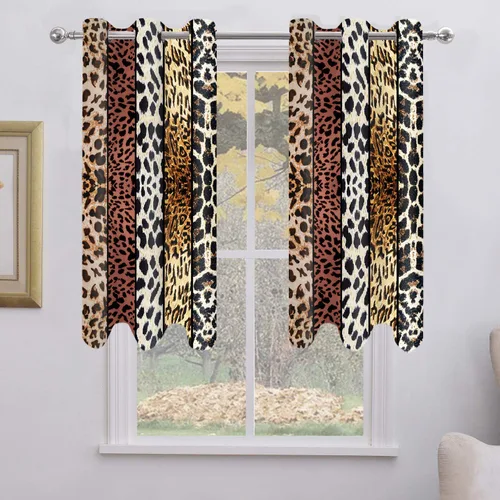 Miniatura 96 de Cortina opaca con estampado de animales salvajes, para oscurecer la habitación, con aislamiento térmico, con ojales para sala, comedor, dormitorio
