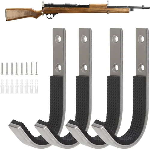 Miniatura 9 de Perchero de almacenamiento para rifles de montaje en pared, ganchos de escopeta horizontales de metal para almacenar escopetas, rifles, arco de tiro