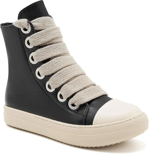 Miniatura 6 de AmoreParis Tenis altos para mujer, con cordones, cómodos, con cremallera, plataforma