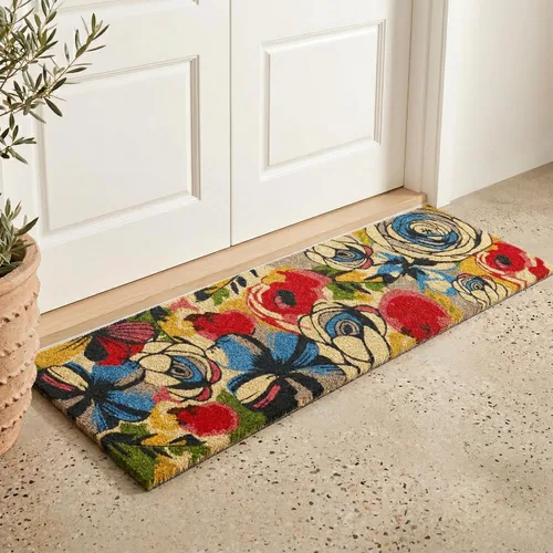 Miniatura 61 de Fab Habitat Felpudo extra grueso, tejido a mano, duradero, fibra de coco natural, entrada, puerta delantera, porche, patio, pájaros en rama, gris