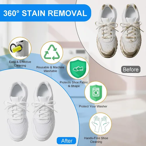 Miniatura 6 de Bolsa para lavadora de zapatos, paquete de 2 bolsas reutilizables para zapatos de lavandería con cremallera para tenis y zapatos de tenis, limpieza
