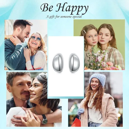 Miniatura 7 de Aretes de plata de ley S925 en forma de C, aretes de aro de cúpula gruesa para mujer, regalos de joyería