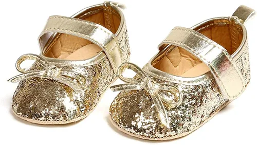 Miniatura 4 de Antheron Baby Girls Mary Jane Flats - Mocasines para bebé con suela suave, diseño floral brillante