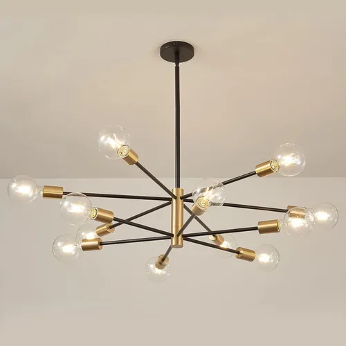 Miniatura 10 de Candelabro Sputnik MOUFIER, lámpara de techo en negro y dorado, altura ajustable, E27, iluminación moderna de techo, lámpara para sala de estar, 5