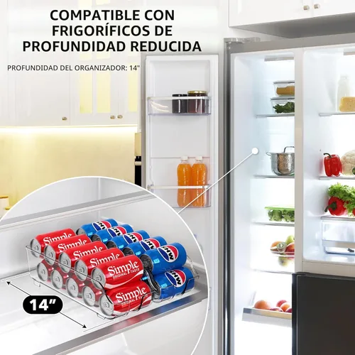 Miniatura 3 de Organizador y dispensador de latas de soda Simple Houseware para refrigerador / despensa, transparente, juego de 2