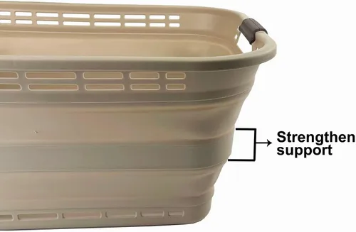 Miniatura 4 de SAMMART - Canasta plegable de plástico para la ropa sucia de 42L (11 galones) – Contenedor/organizador de almacenamiento plegable – Tina portátil