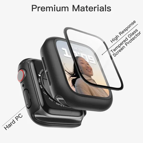 Miniatura 3 de JETech Funda con protector de pantalla para Apple Watch SE 3/2/1 (2025/2022/2020)/Series 6 5 4 de 1.575 pulgadas, cubierta protectora total, Negro