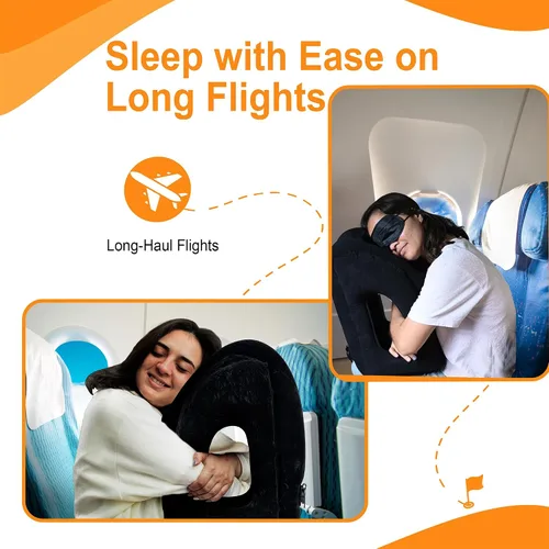 Miniatura 2 de Skyrest® Almohada inflable de viaje para autobuses, soporte cómodo para la cabeza, almohada de aire para dormir para evitar dolor de cuello, lumbar