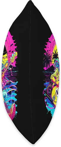Miniatura 2 de Retro 80's 90's streetwear synthwave Guitar lady Guitarist Throw Pillow