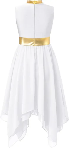 Miniatura 150 de CHICTRY Vestido de baile lírico sin mangas asimétrico para niñas, disfraz de adoración litúrgica contemporánea