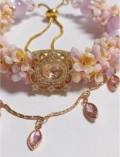 Miniatura 6 de Pulsera de la suerte de circonita con cuentas de cristal rojo y blanco morado para mujer Cadena de aleación ajustable de 7.9-11.8 in, lista