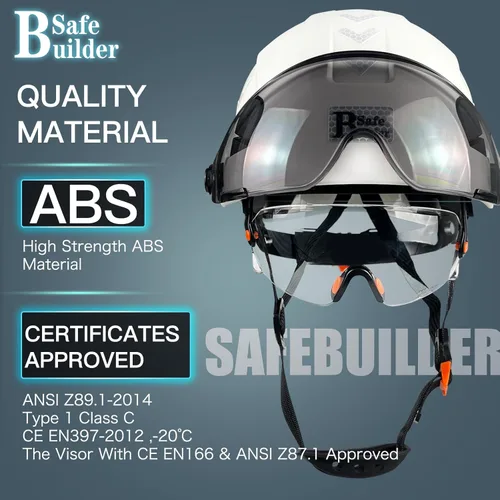 Miniatura 3 de SAFEBUILDER Casco de seguridad de construcción con visera incorporada Casco duro ABS con visera Ventilación ajustable Casco de trabajo Protección