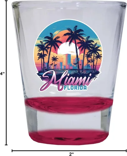 Miniatura 3 de Miami Florida B Souvenir - Vaso de chupito redondo de 1.5 onzas, color rojo Rojo Individual