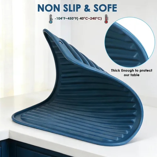 Miniatura 4 de Alfombrillas de silicona para encimera de cocina, salvamanteles de 9 x 12 pulgadas para ollas y sartenes calientes, salvamanteles de silicona azul