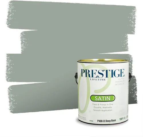 Miniatura 267 de Prestige Paints - Pintura exterior e imprimación en uno, 1 galón, plano, compatibilidad comparable con el color menta «Whipped Mint» de Behr