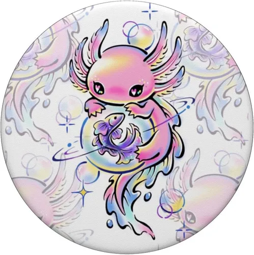 Miniatura 3 de Lindo kawaii ajolote púrpura mágico cristales PopSockets intercambiables PopGrip