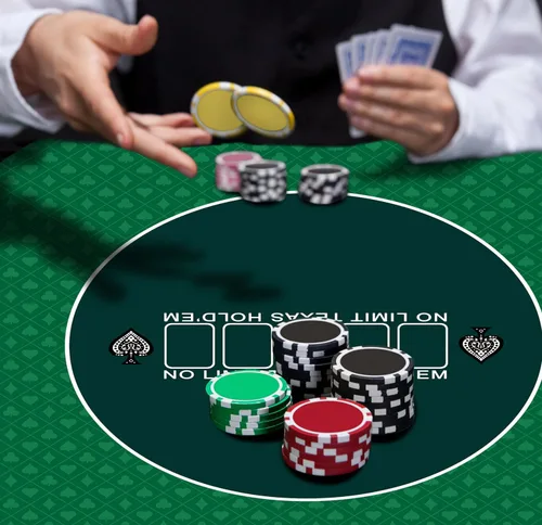 Miniatura 7 de nuveti Alfombrilla de póquer redonda de 61/79/119/140/160 cm para Texas Holdem Mesa de póquer portátil con diseño Art Deco para jugar cartas
