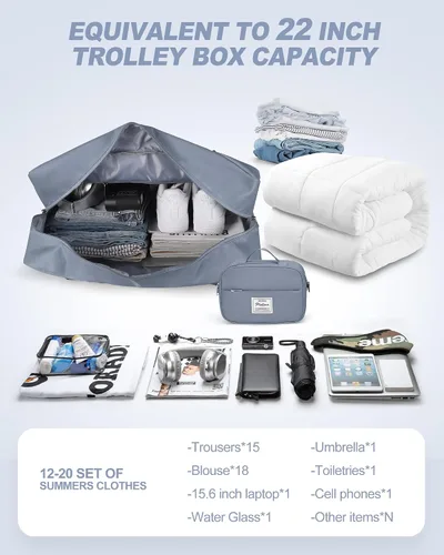 Miniatura 5 de Bolsa de viaje de fin de semana para mujeres y hombres con bolsa de aseo personal, bolsa de transporte para la noche, bolsas grandes plegables