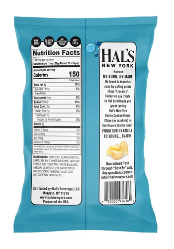 Miniatura 2 de Patatas fritas cocidas, sabor a sal marina y vinagre, 1 oz (paquete de 60)