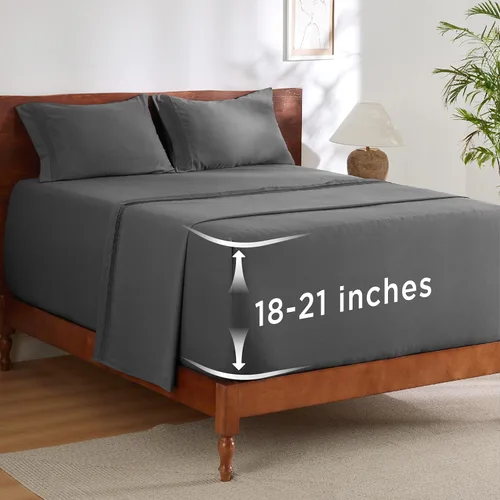 Miniatura 37 de Bedsure Juego de Sábanas King de Bolsillo Profundo - Se Adapta a Colchones de Hasta 21 Pulgadas de Grosor - 4 Piezas Sábanas de Cama GentleSoft