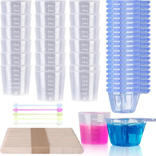 Miniatura 8 de LET'S RESIN Vasos mezcladores de resina, 45 piezas de 32 oz (1000ml) con 2 escalas, vaso mezclador de pintura preciso con guantes protectores, vasos
