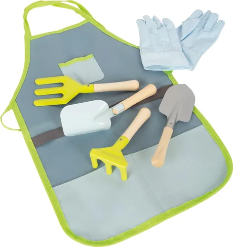 Miniatura 24 de Small Foot - Juego de herramientas de jardinería – Juego de 7 piezas para niños incluye delantal, guantes, pala, rastrillo, paleta y pala – Cabezas